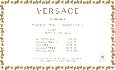 versace sample sale 2018|NYC Sample Sale 2024 Calendar .